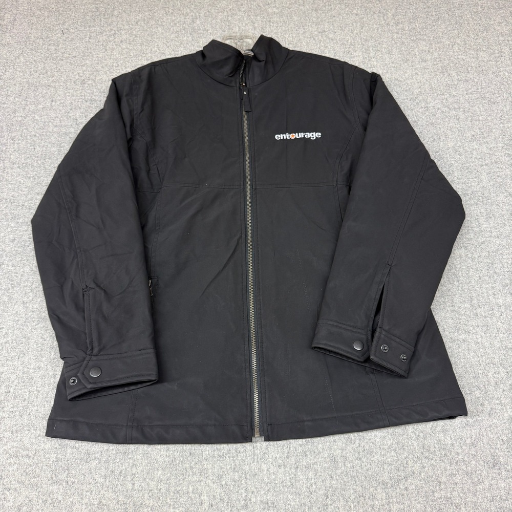 Charles River Apparel Jacket Medium Black Entourage Logo Fleece Lined Softshell
